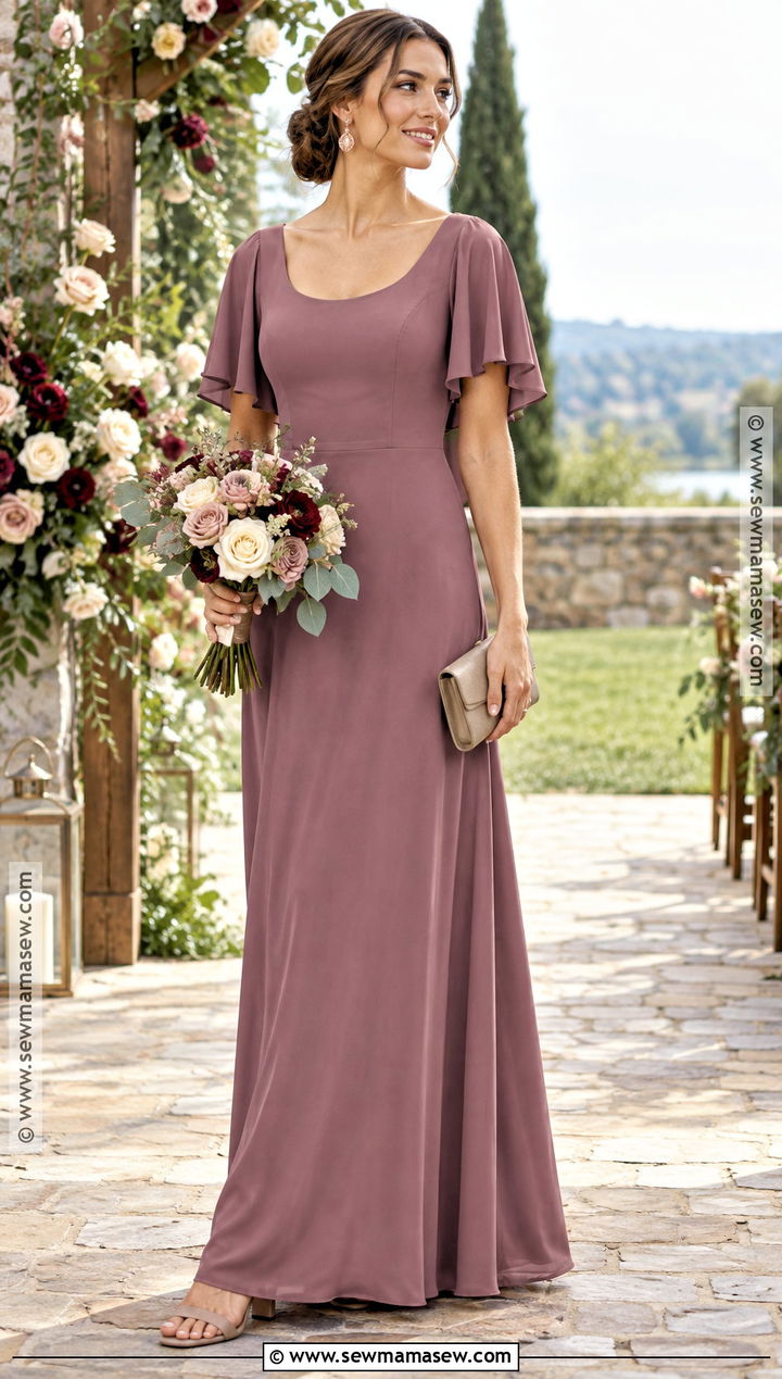 Mauve Crepe Bridesmaid Dress - 15 fall tones bridesmaid dresses
