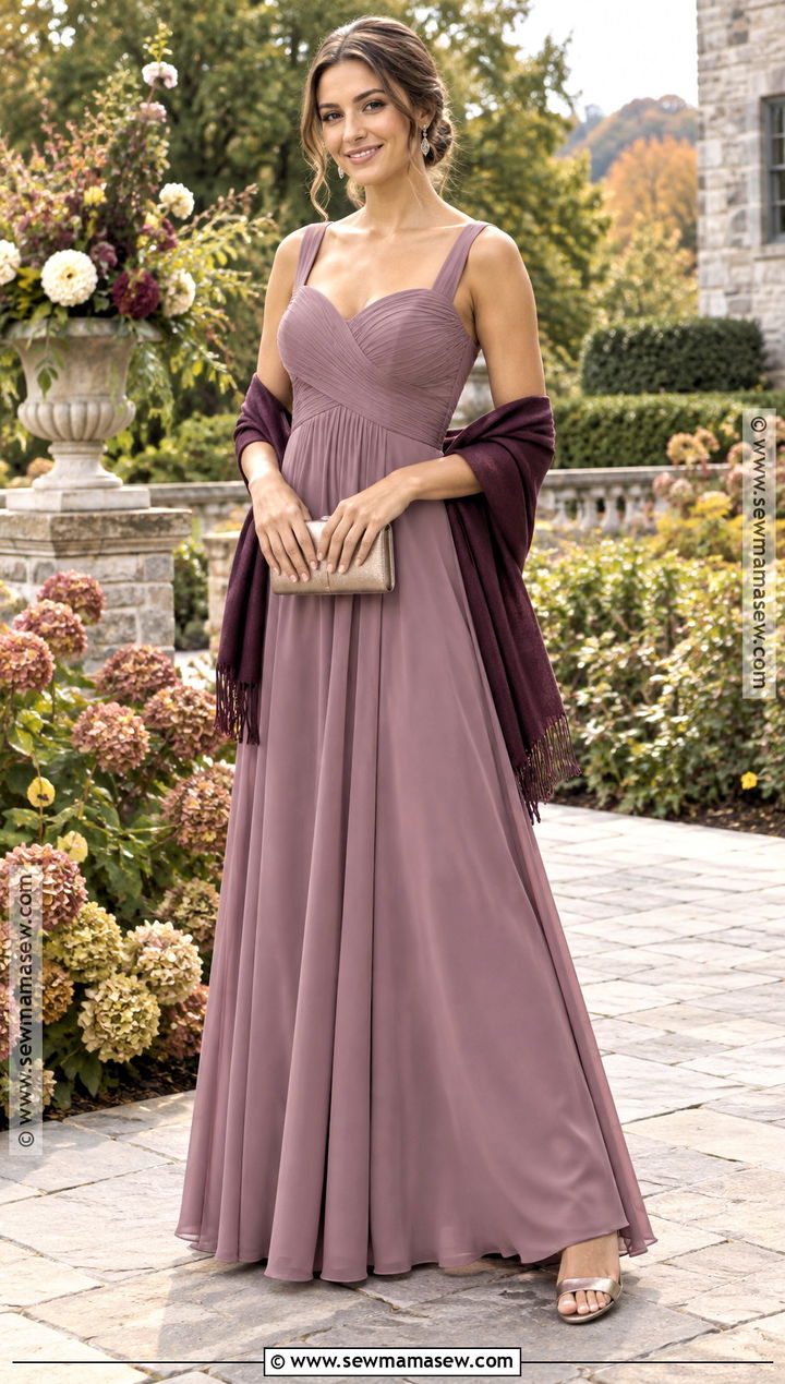 Mauve Crepe Bridesmaid Dress - 20 fall bridesmaids dresses