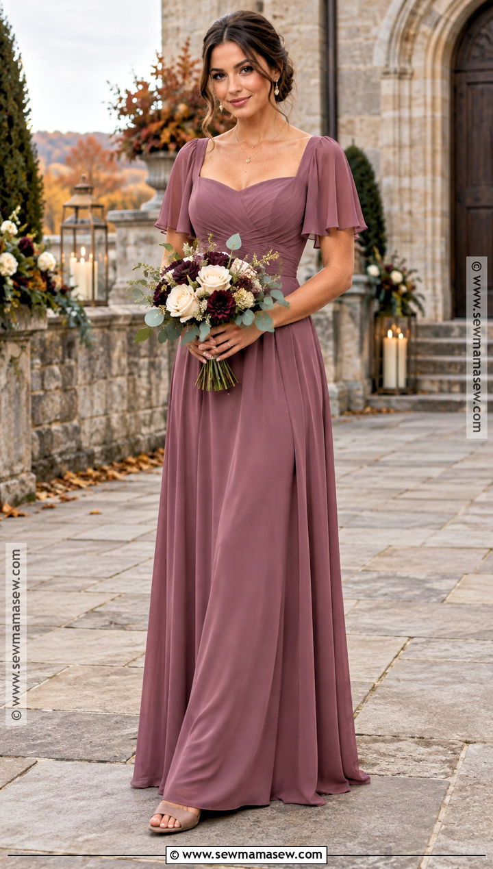 Mauve Crepe Bridesmaid Dress - 15 Bridesmaid Dress Fall Colors Ideas