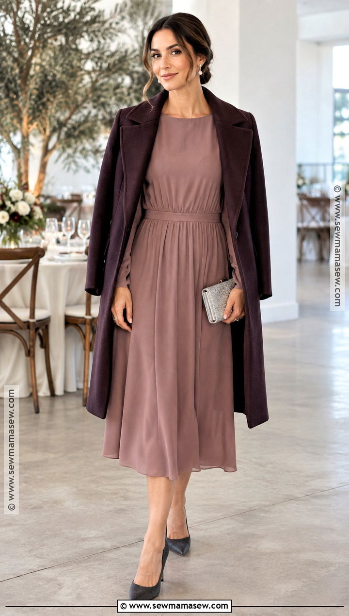 Mauve Crepe November Wedding Guest Dress - 20 november wedding dress guest ideas