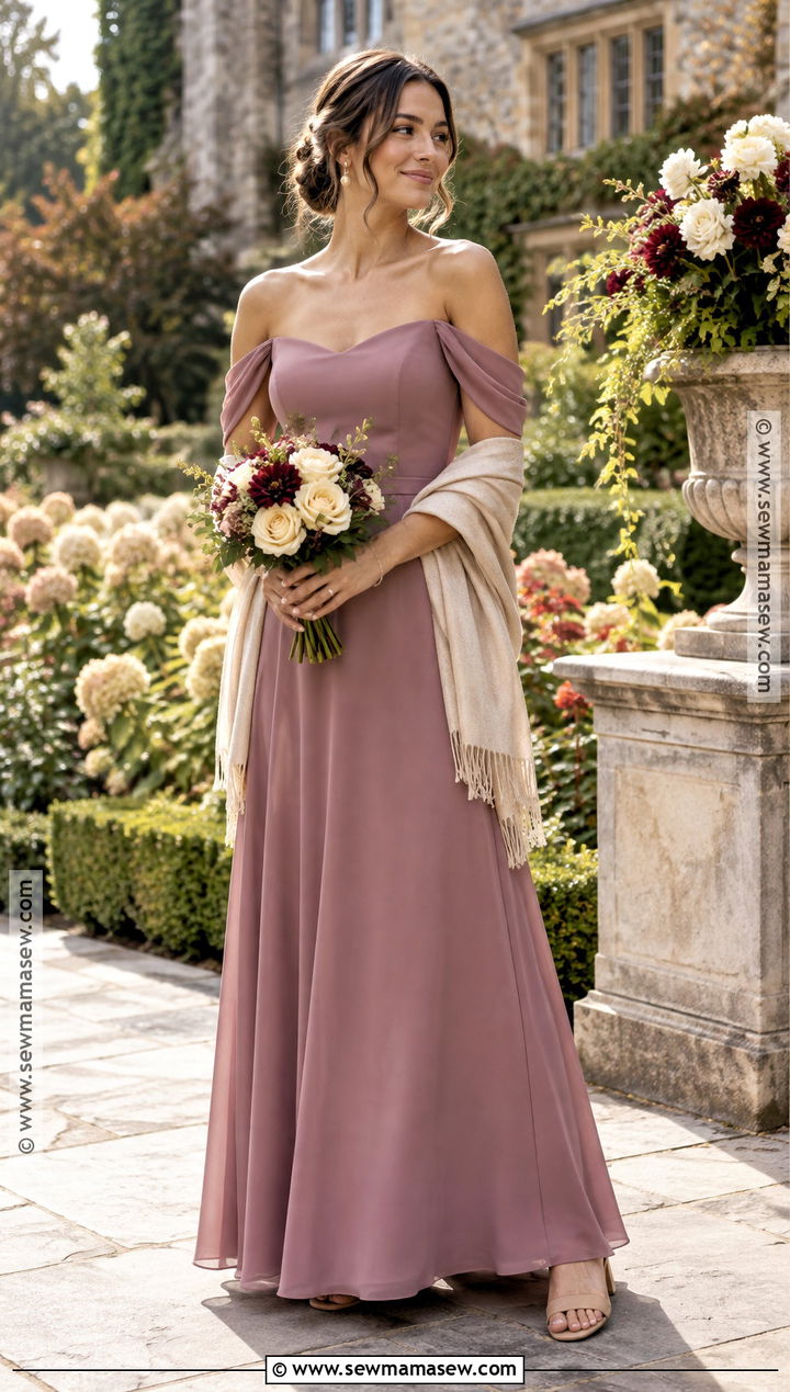 Mauve Off Shoulder September Bridesmaid Dress - 15 bridesmaid dresses september wedding