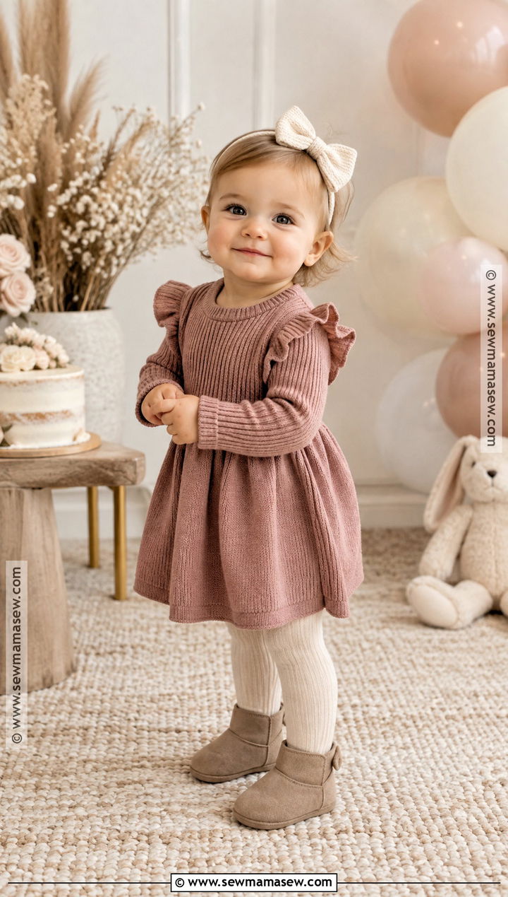 Mauve Sweater Dress First Birthday Outfit - 15 first birthday outfit girl fall ideas