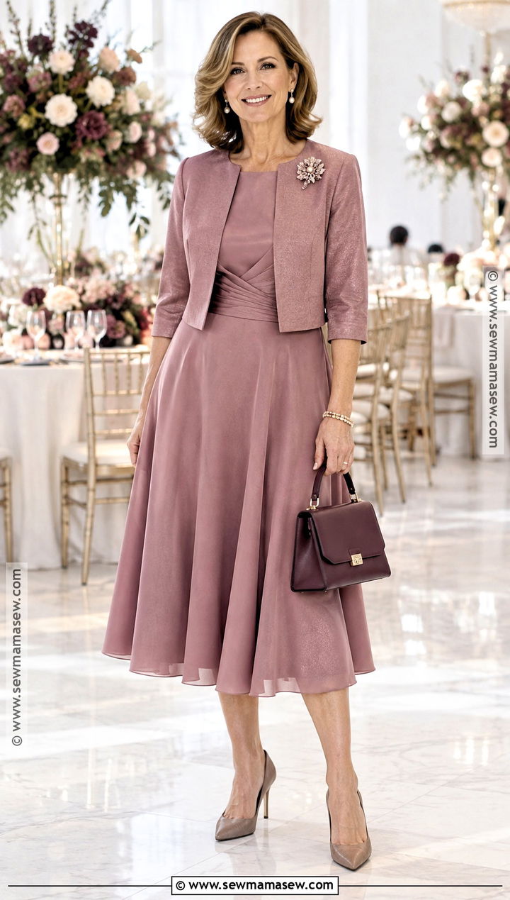 Mauve Tea Length Mother of the Bride Dress - 15 Mother Of Bride Dresses Fall Wedding