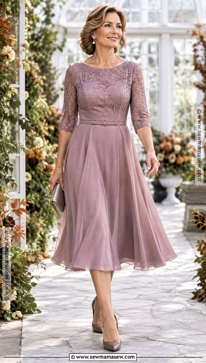 Mauve Tea Length Mother of the Groom Dress - 20 mother of the groom dresses fall wedding