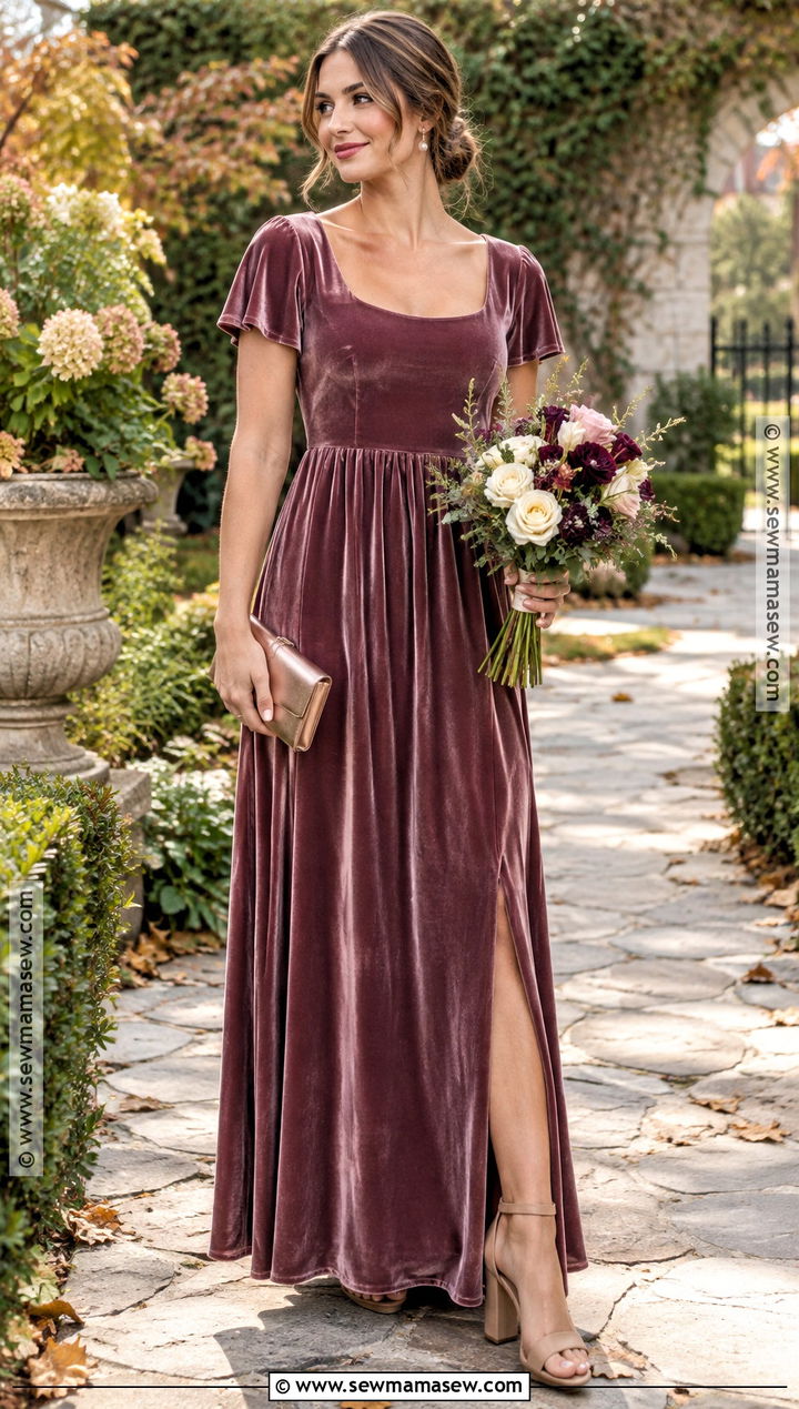 Mauve Velvet Bridesmaid Dress - 15 Fall Velvet Bridesmaid Dresses Different Colors