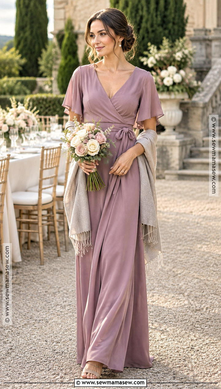 Mauve Wrap Autumn Bridesmaid Dress - 25 autumn bridesmaid dresses