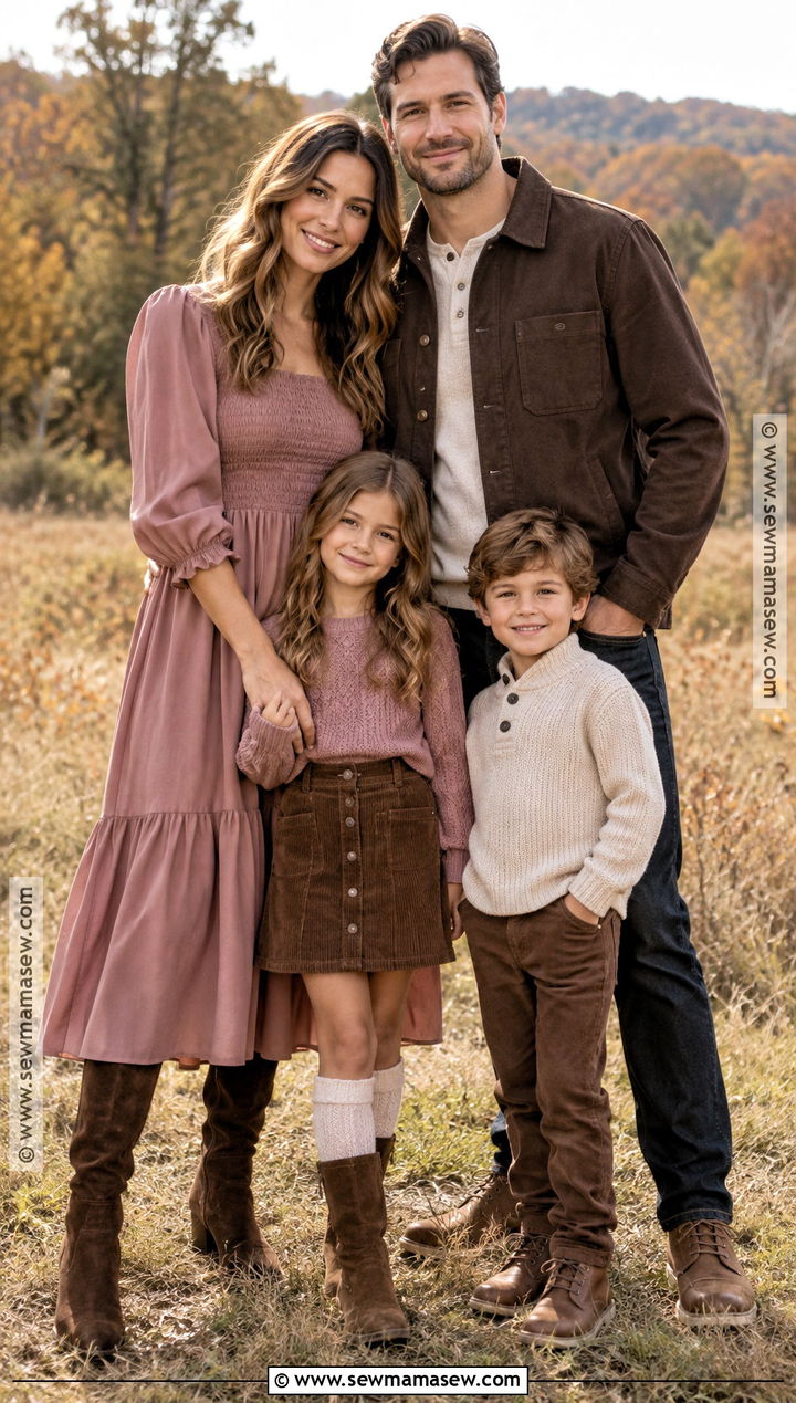 Mauve and Chocolate Brown Fall Family Photo Outfits - 15 pink family photo outfits fall