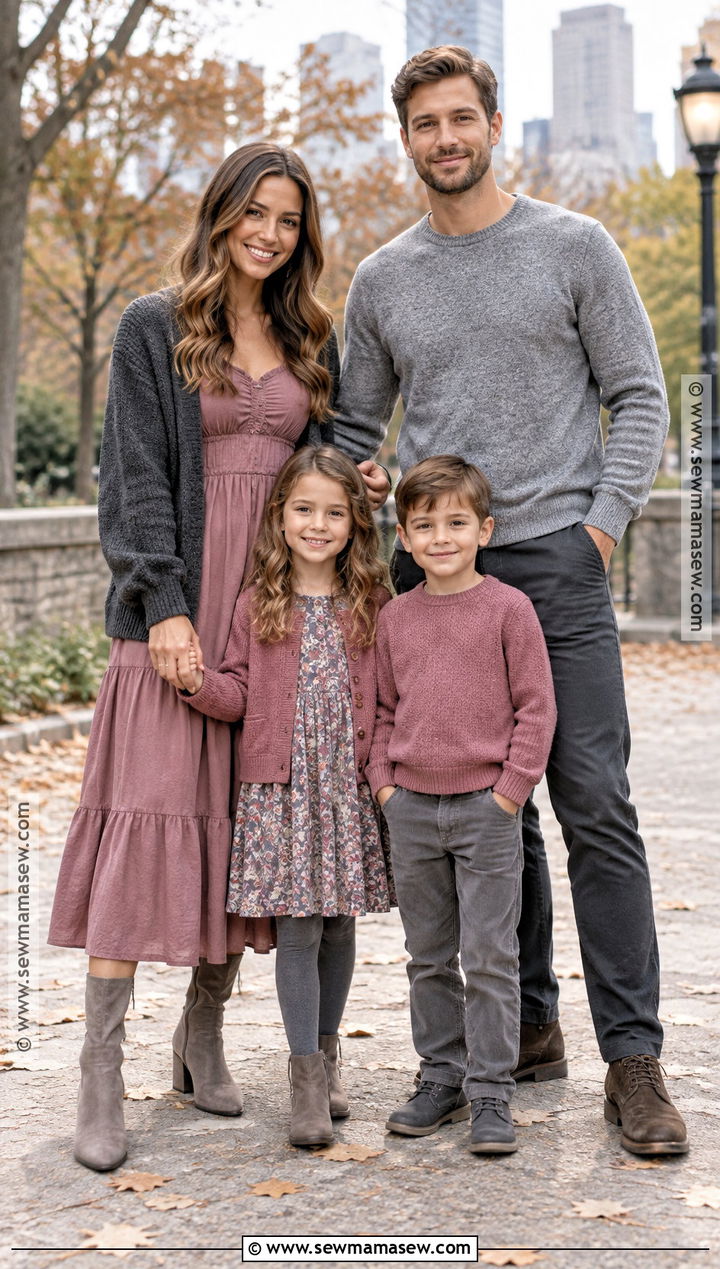 Mauve and Gray Fall Family Photo Outfits - 15 Fall 2026 Family Photo Outfits