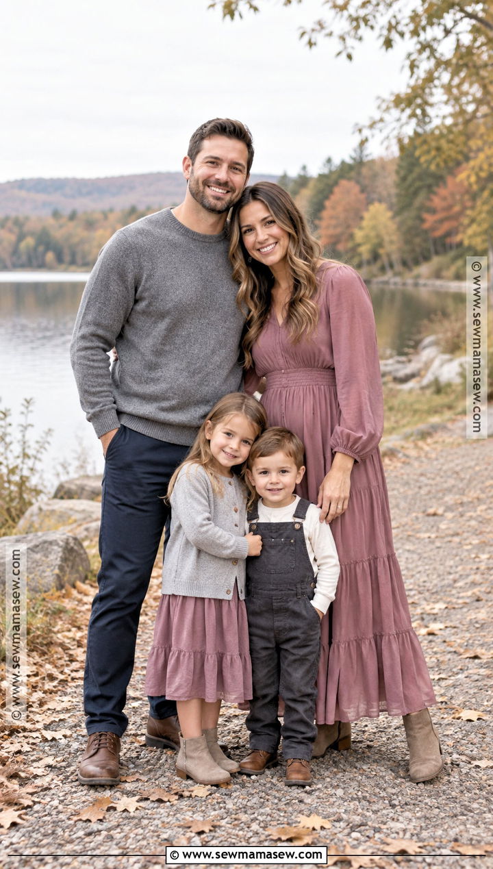 Mauve and Gray Family Photo Outfits - 15 fall photoshoot outfits family of 4