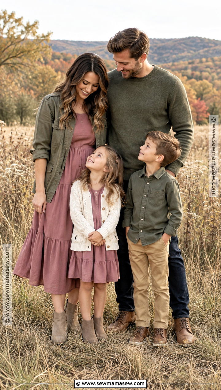 Mauve and Olive Family Photo Outfits - 15 family photo fall outfits