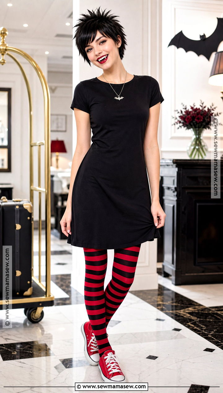 Mavis Dracula Cosplay With Striped Tights - 30 short hair cosplay characters ideas