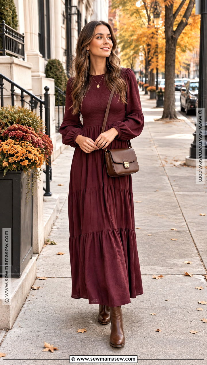 Maxi Dress And Ankle Boots Modest Fall Outfit - 25 fall outfits modest
