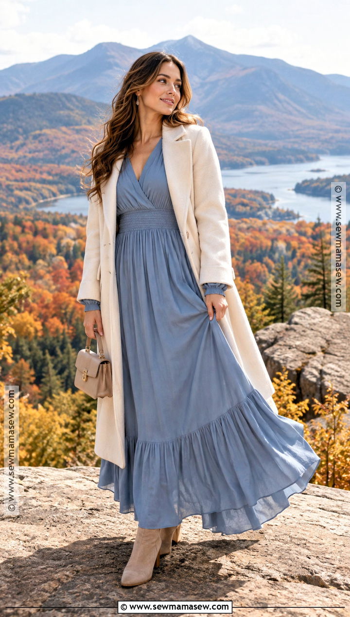 Maxi Dress And Wool Coat Fall Proposal Outfit - 25 fall proposal outfit ideas