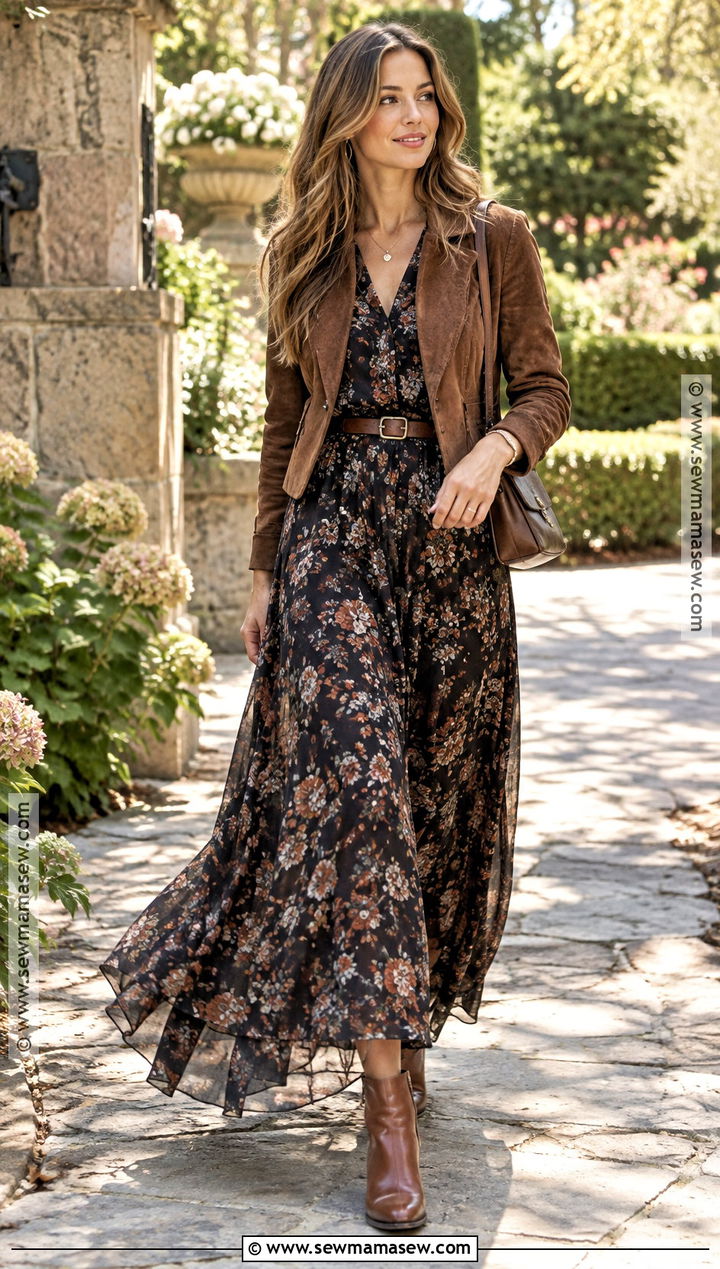 Maxi Dress With Ankle Boots - 25 fall outfits with boots