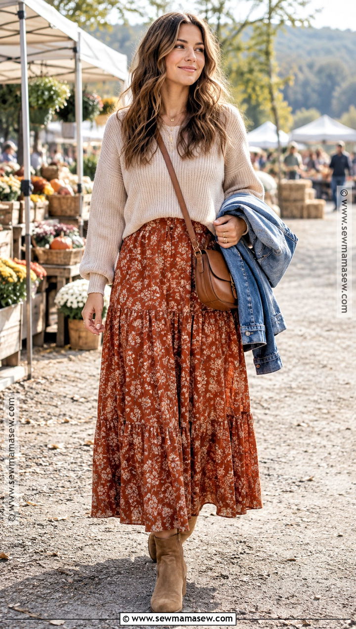 Maxi Dress With Cropped Sweater - 20 Fall Dress Outfits for Women