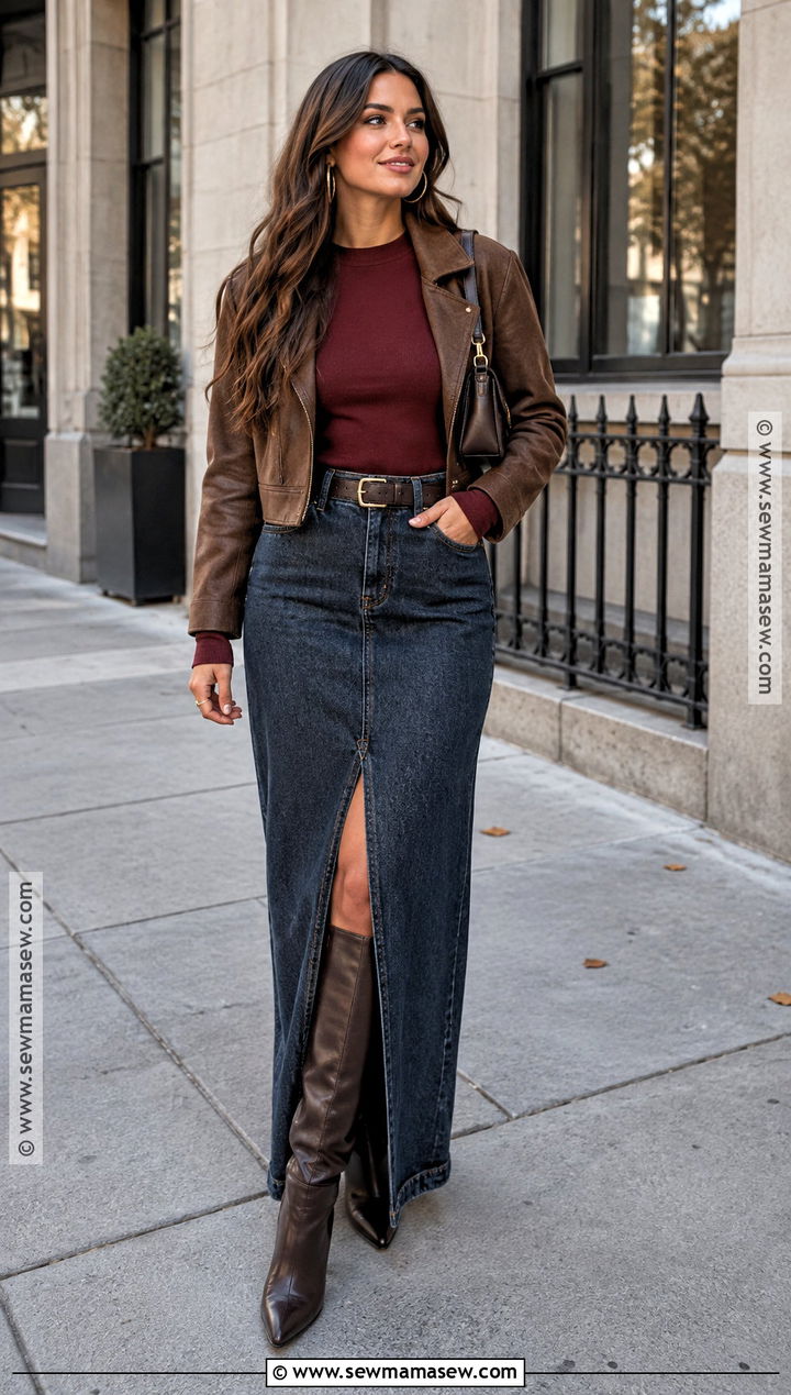 Maxi Skirt And Boots Fall Outfit - 20 Fall Fashions Ideas