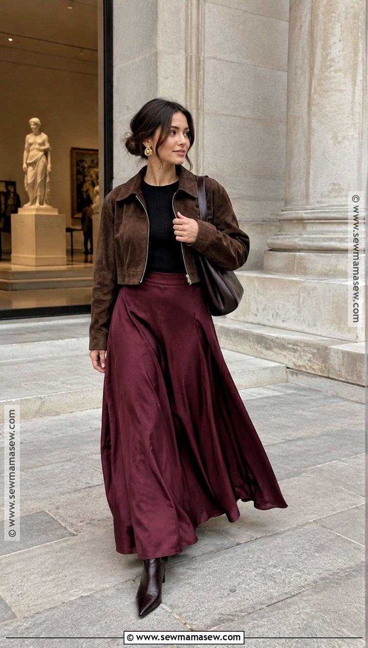 Maxi Skirt And Cropped Jacket Fall Date Night Outfit - 25 date night fall outfits