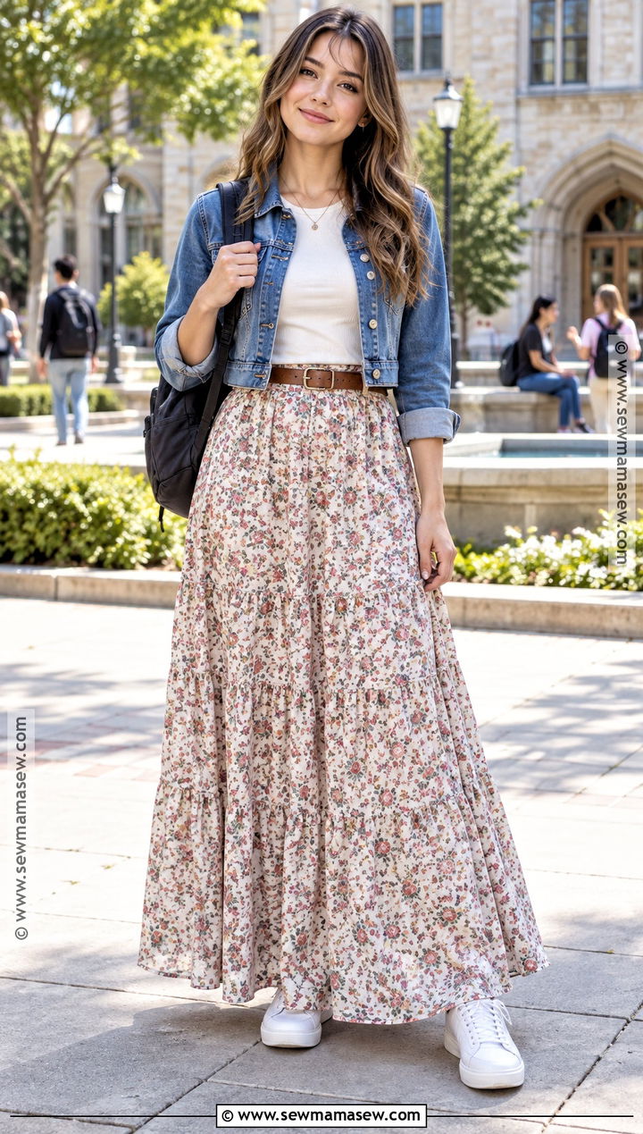 Maxi Skirt And Fitted T Shirt School Outfit - 25 back to school outfit ideas
