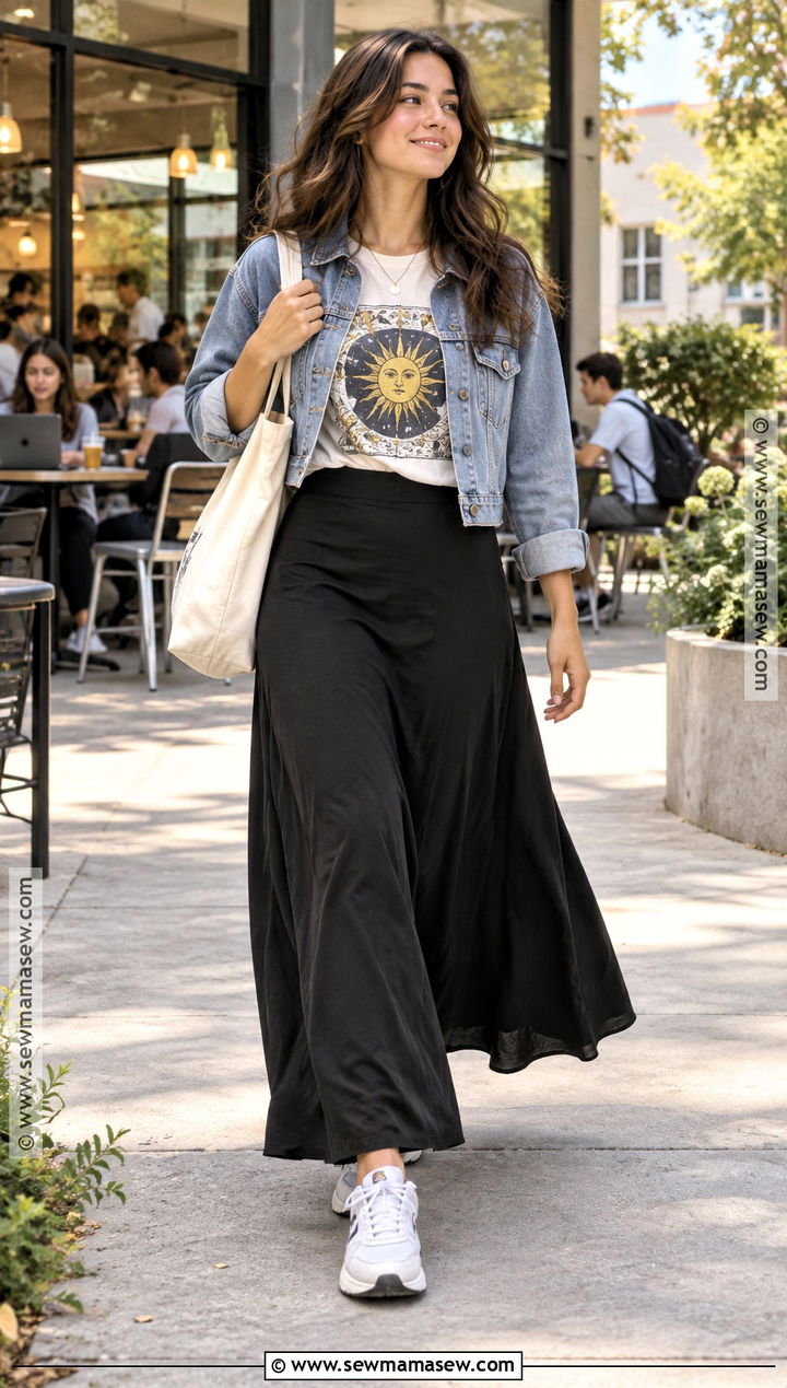 Maxi Skirt And Graphic Tee Back To School Outfit - 20 outfit ideas for back to school