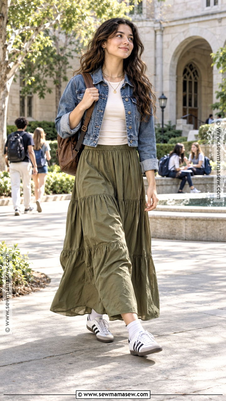 Maxi Skirt And Sambas - 20 back to school outfits with sambas
