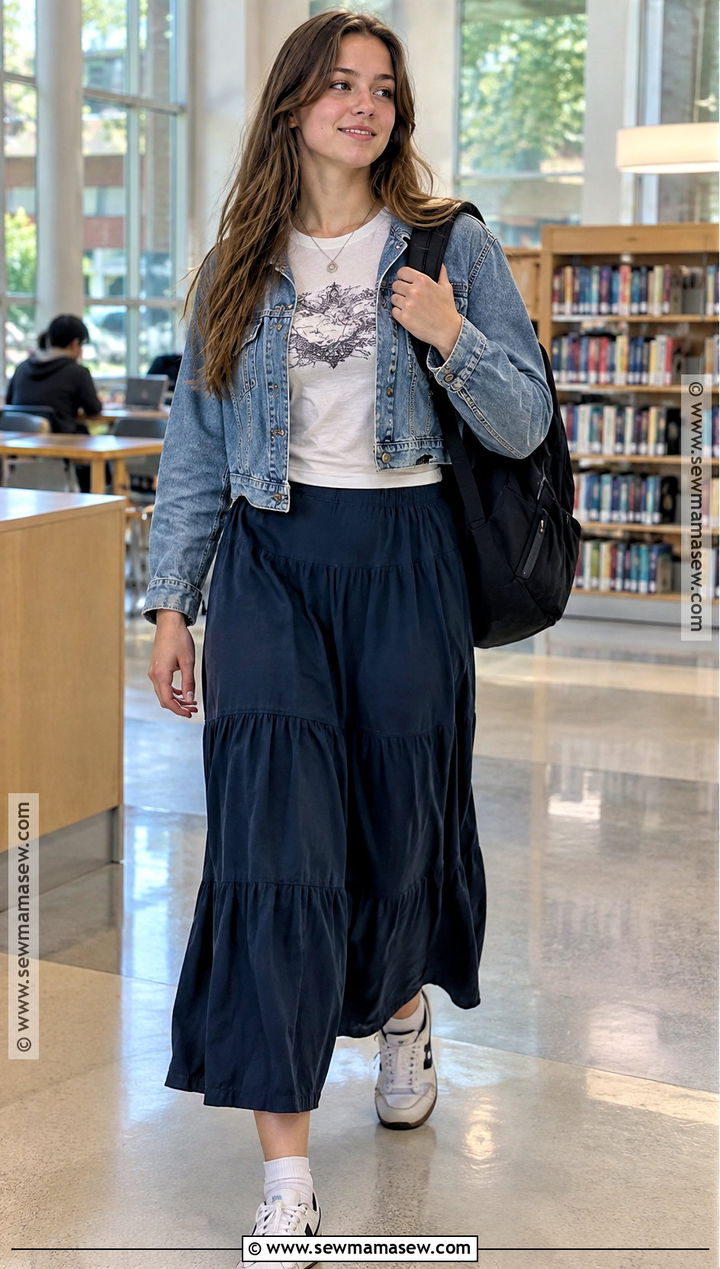 Maxi Skirt And Sneakers Back To School Outfit - 20 back to school outfits highschool freshman
