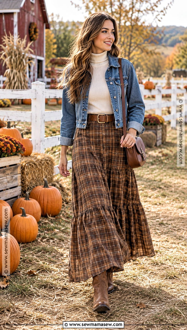 Maxi Skirt And Turtleneck Pumpkin Patch Outfit - 25 cute pumpkin patch outfits