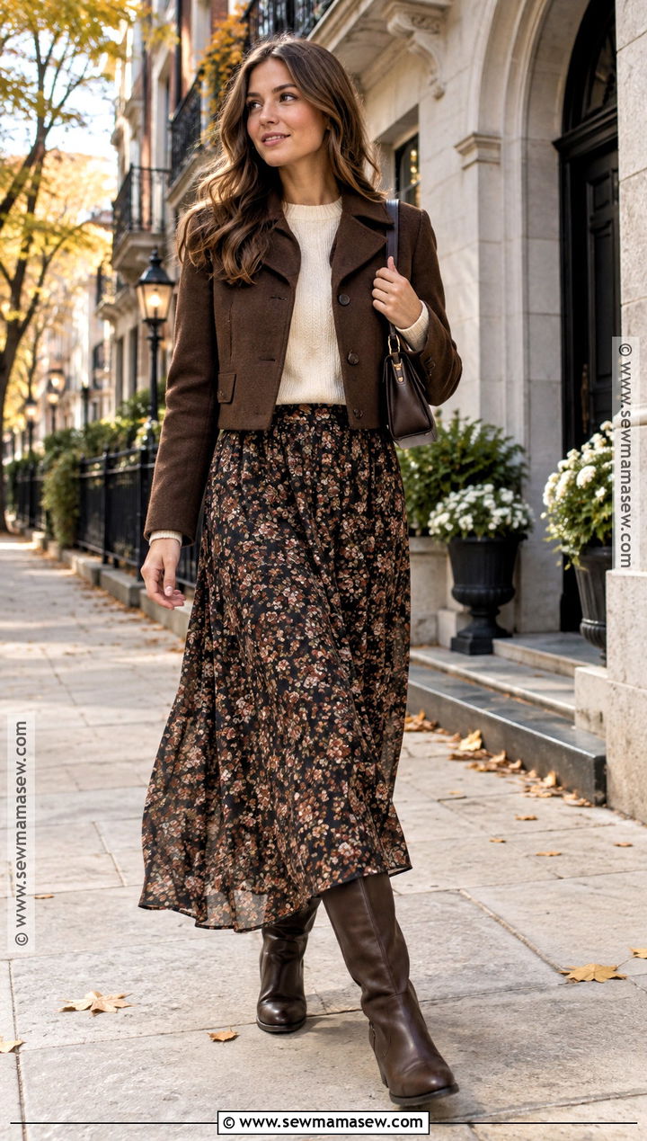 Maxi Skirt With Crewneck Sweater - 25 fall vacation outfits