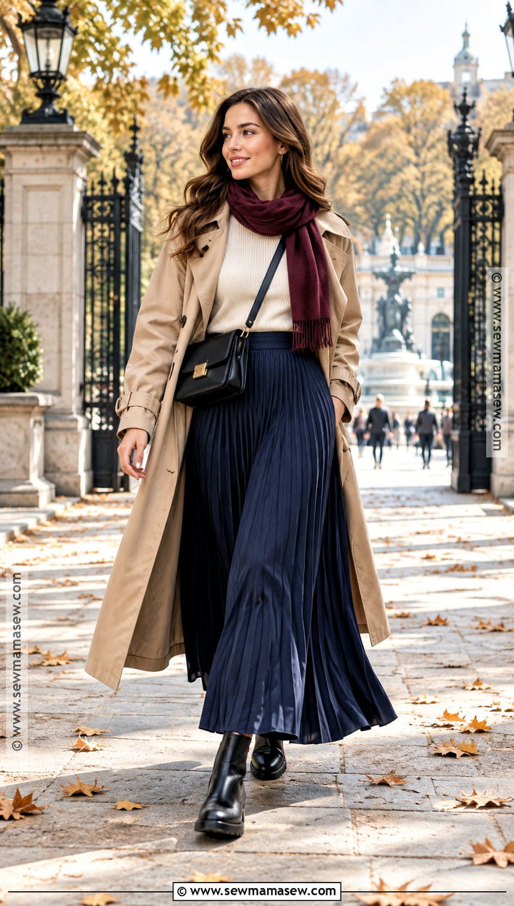 Maxi Skirt With Trench Coat And Chelsea Boots - 20 autumn outfits long skirt