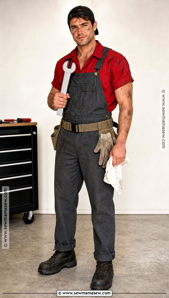 Mechanic Costume With Black Overalls - 30 halloween costumes with overalls
