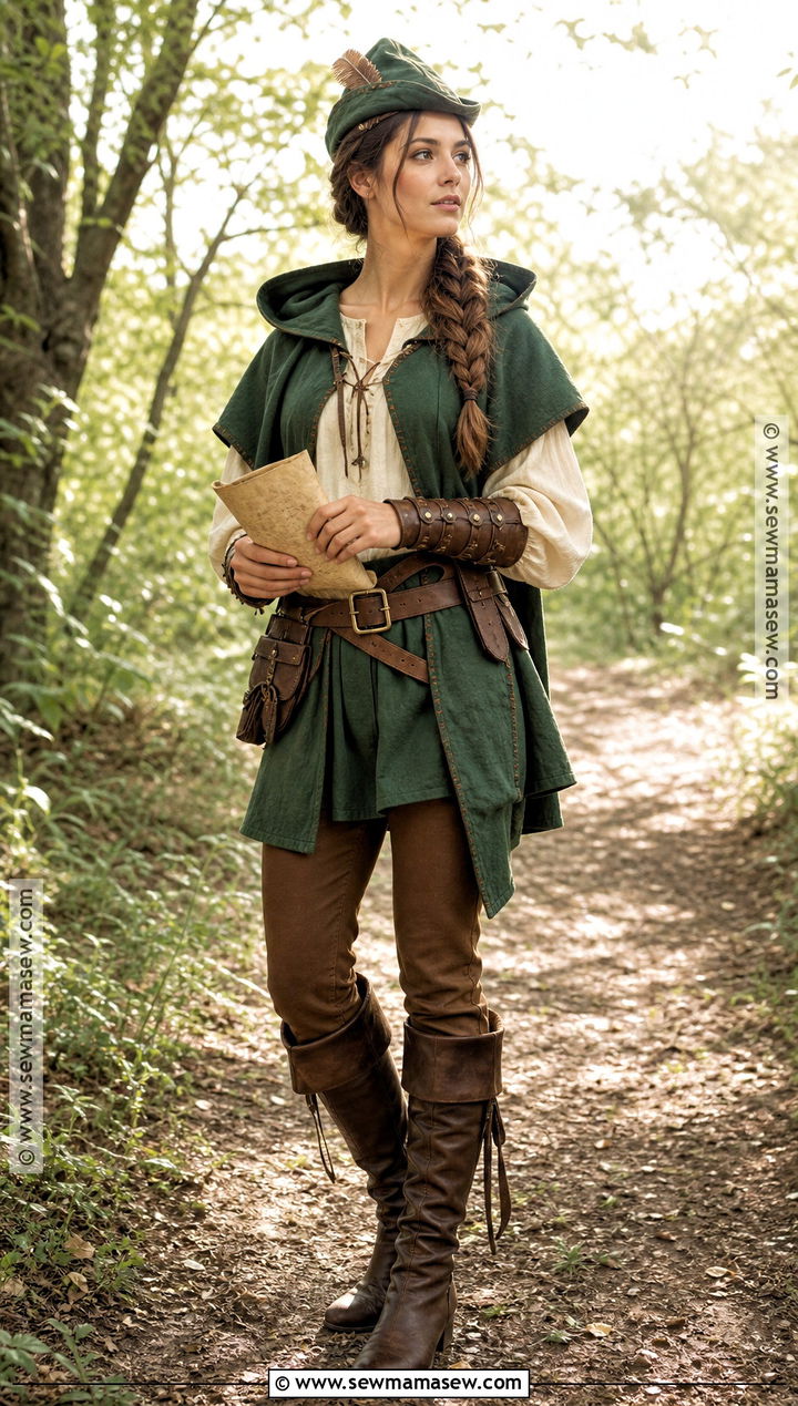 Medieval Archer Costume With Hooded Tunic - 30 Medieval Costume Ideas for Women