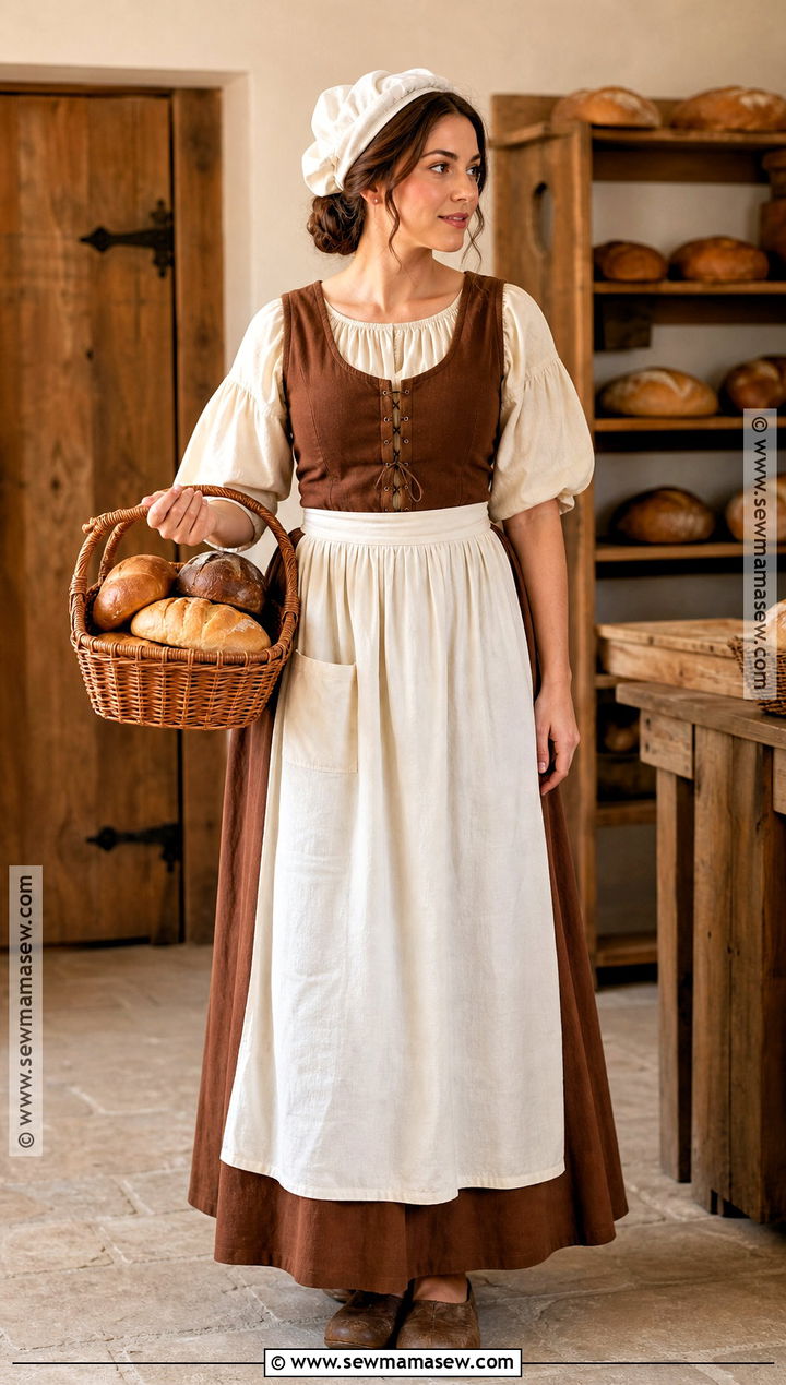 Medieval Baker Costume With White Apron - 30 Medieval Costume Ideas for Women