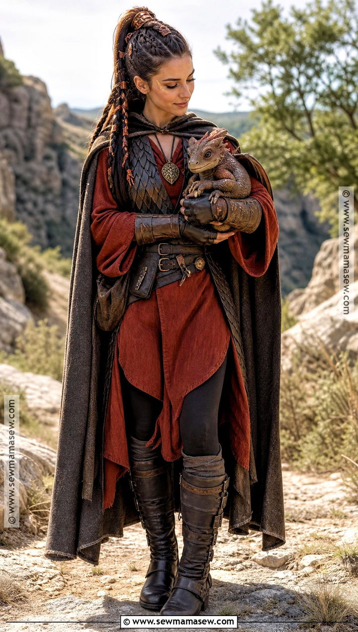 Medieval Dragon Keeper Costume With Scale Details - 30 Medieval Costume Ideas for Women