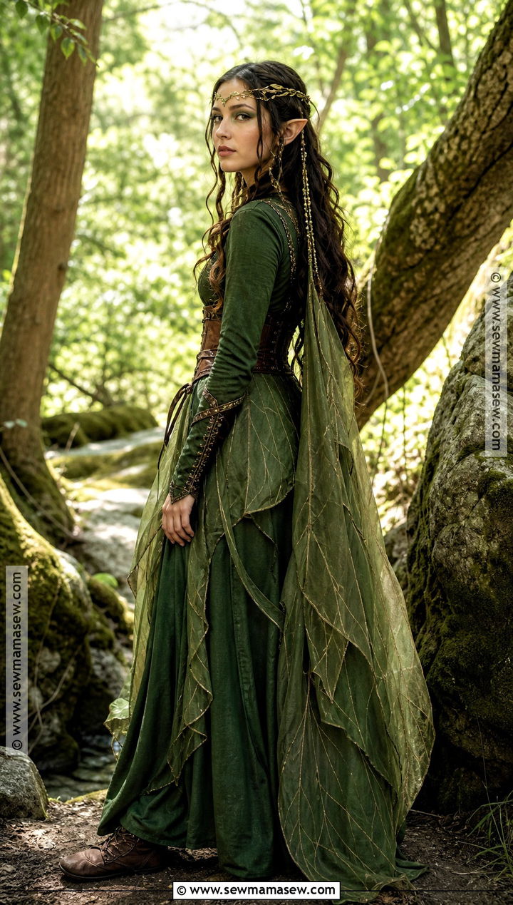 Medieval Forest Elf Costume With Green Gown - 30 Medieval Costume Ideas for Women