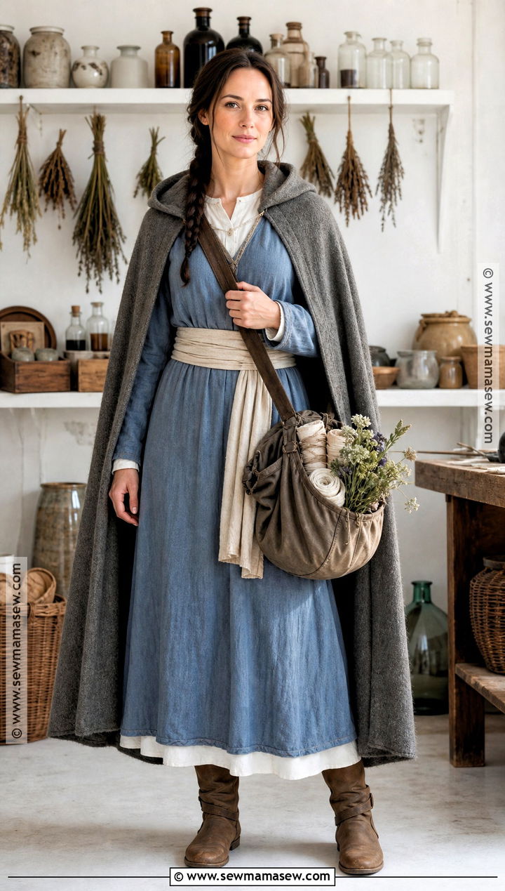 Medieval Healer Costume With Linen Layers - 30 Medieval Costume Ideas for Women