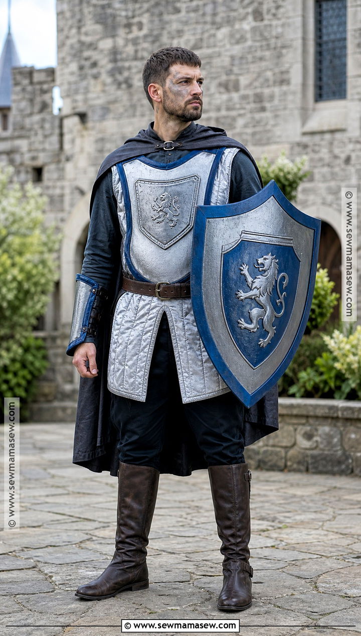 Medieval Knight Costume With Silver Tunic - 30 men's halloween costumes