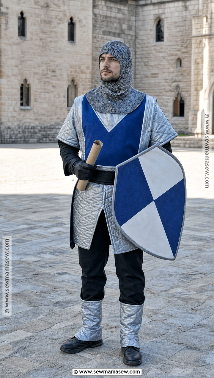 Medieval Knight Costume With Silver Tunic - 40 halloween costumes for men