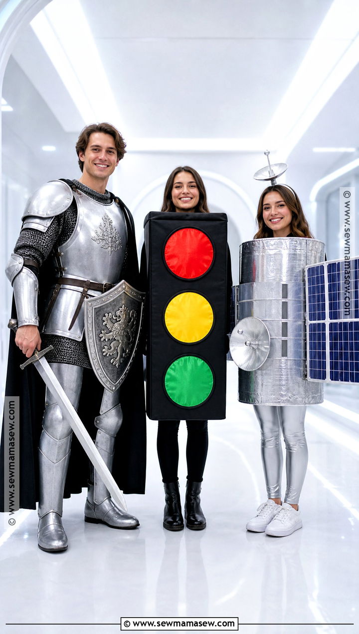 Medieval Knight Traffic Light And Satellite Costume - 35 rhyme without reason costume 3 people ideas