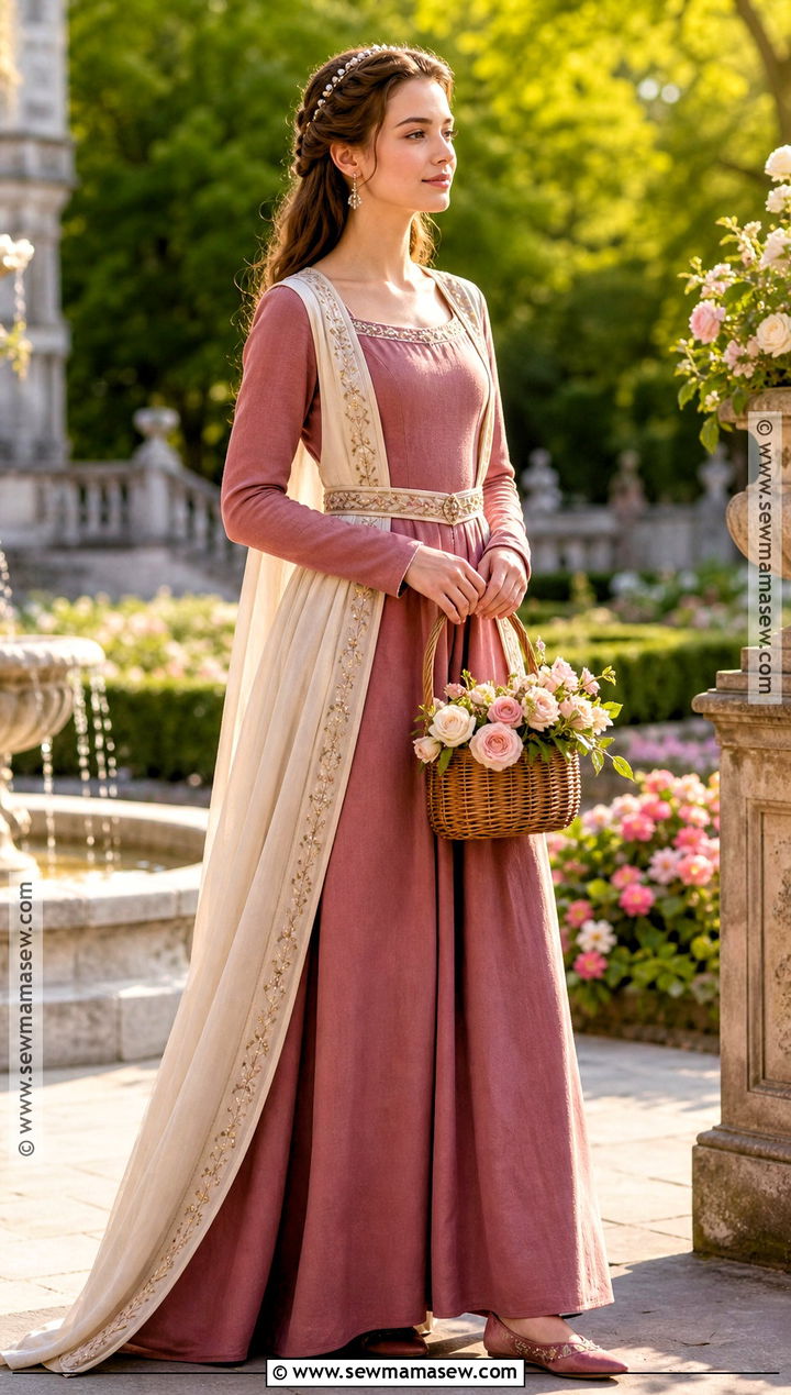 Medieval Lady In Waiting Costume With Pastel Gown - 30 Medieval Costume Ideas for Women
