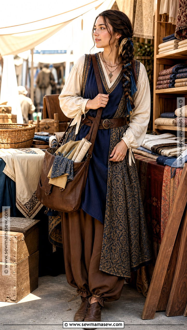 Medieval Merchant Costume With Layered Robes - 30 Medieval Costume Ideas for Women