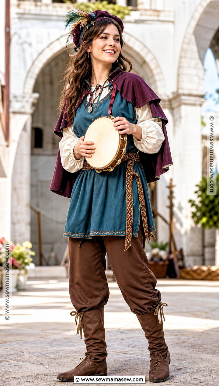 Medieval Minstrel Costume With Colorful Tunic - 30 Medieval Costume Ideas for Women