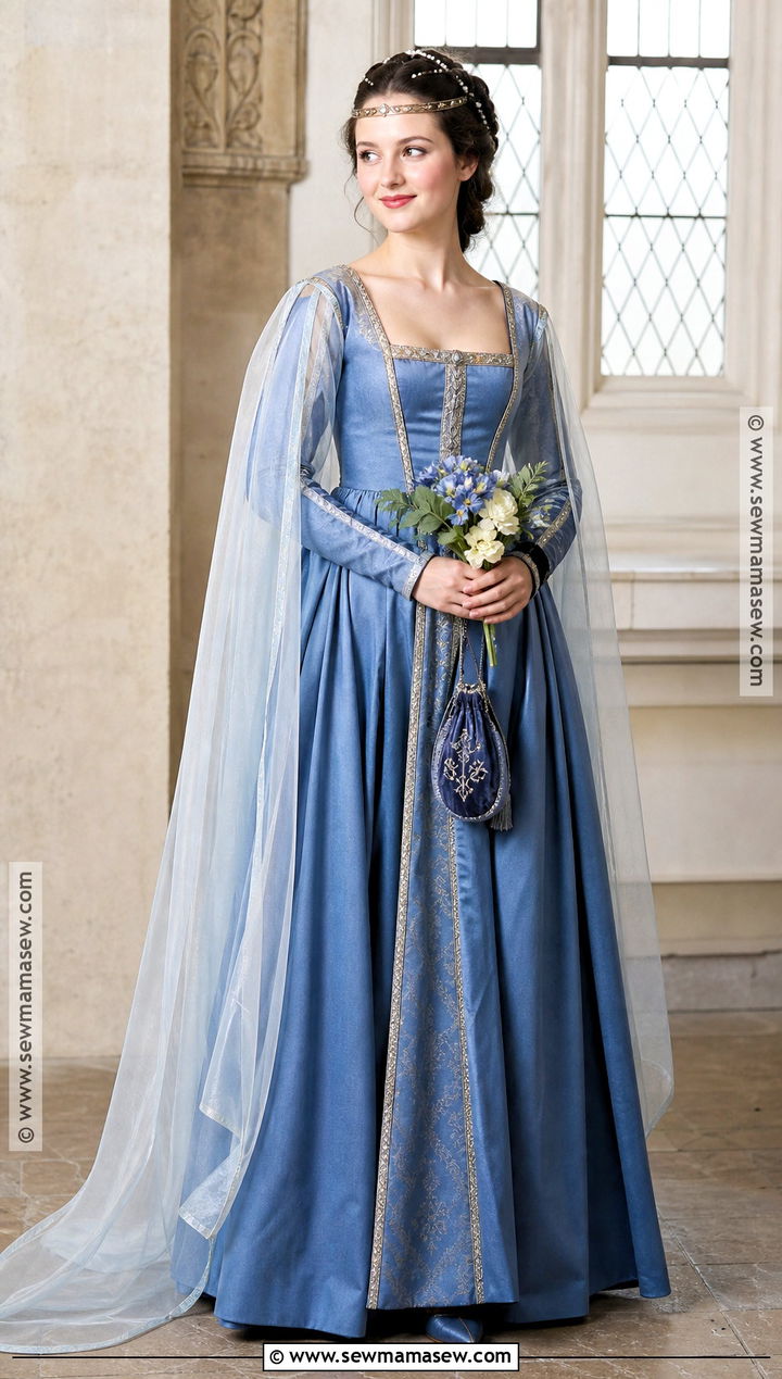 Medieval Princess Costume With Blue Gown - 35 halloween aesthetic costume ideas