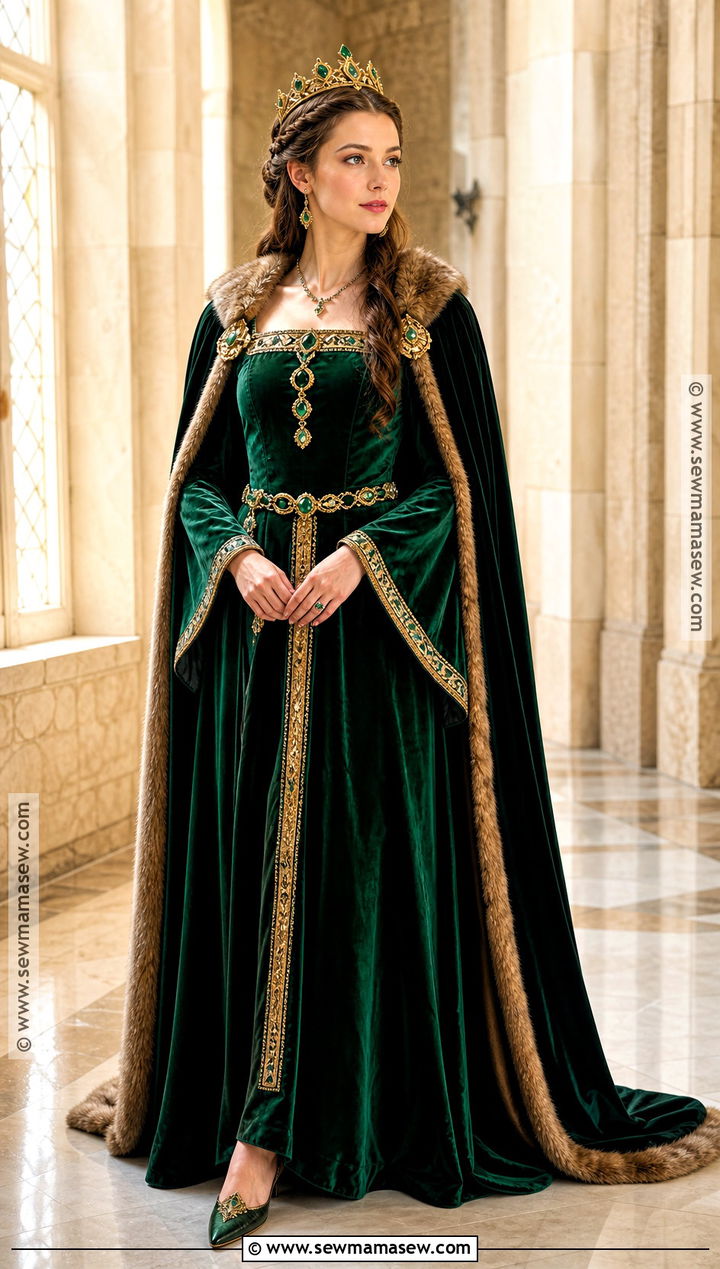 Medieval Queen Costume With Velvet Gown - 30 Medieval Costume Ideas for Women