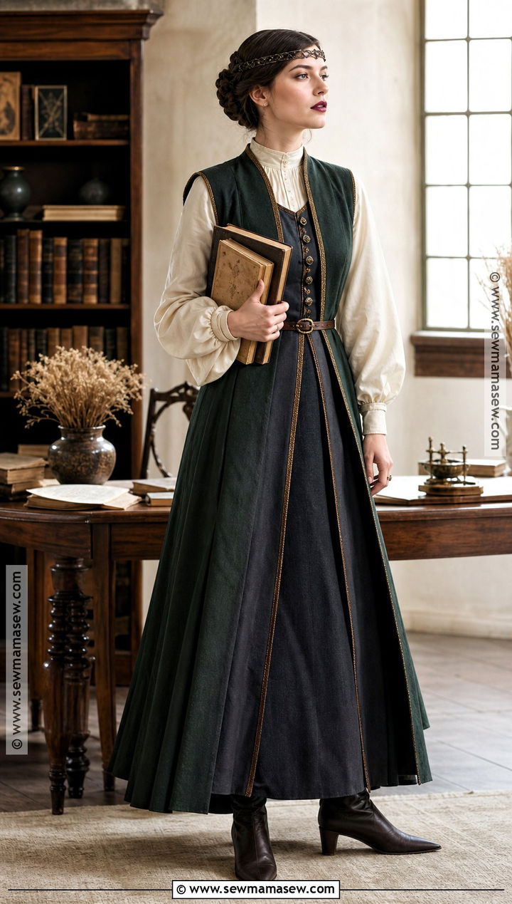 Medieval Scholar Costume With Long Coat - 30 Medieval Costume Ideas for Women
