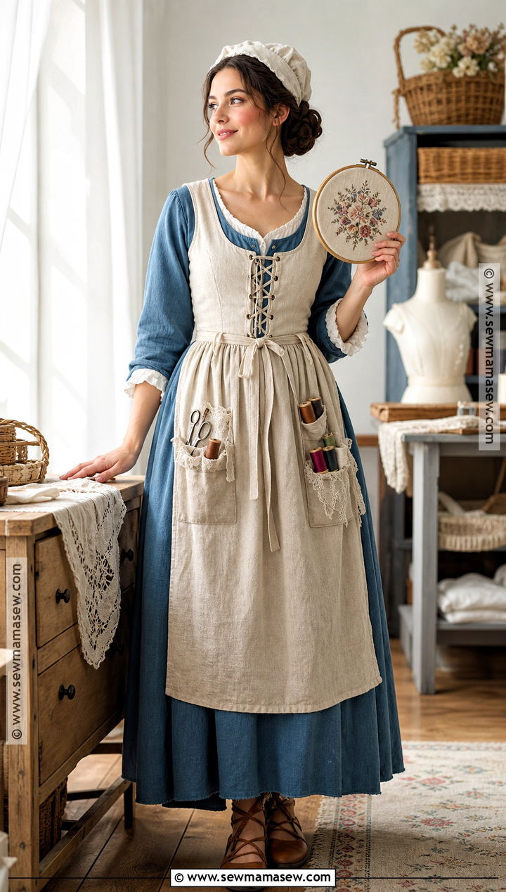 Medieval Seamstress Costume With Blue Dress - 30 Medieval Costume Ideas for Women