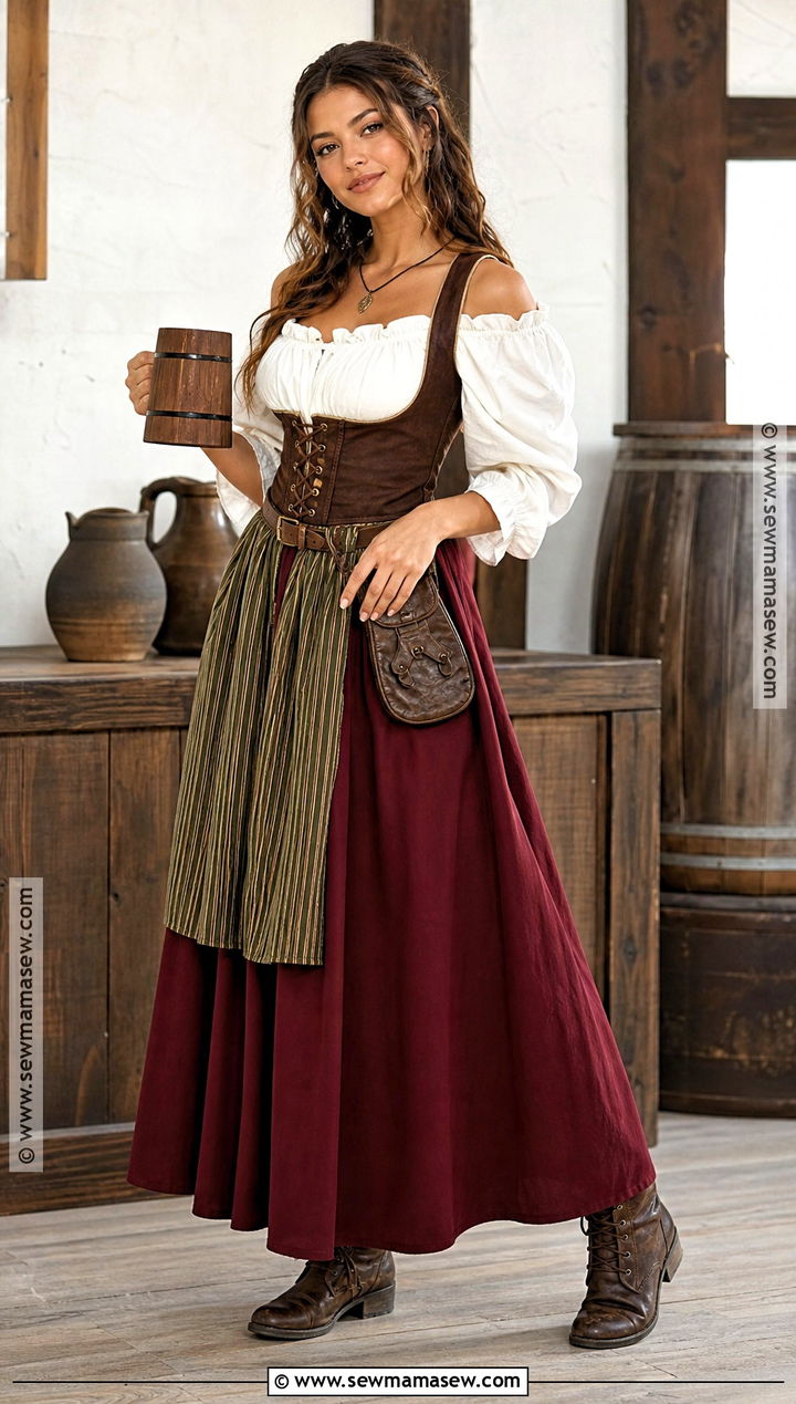 Medieval Tavern Maiden Costume With Corset Vest - 30 Medieval Costume Ideas for Women