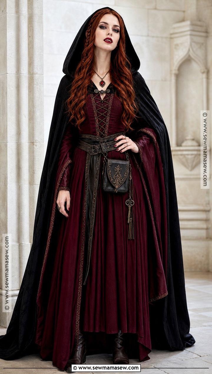 Medieval Vampire Costume With Hooded Cape - 30 vampire costume inspo ideas for women