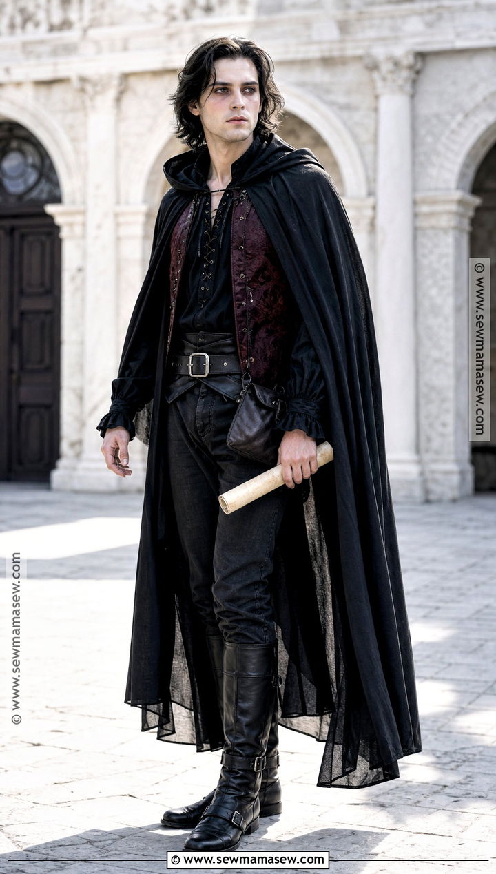 Medieval Vampire Outfit With Hooded Cloak - 30 vampire clothes for men