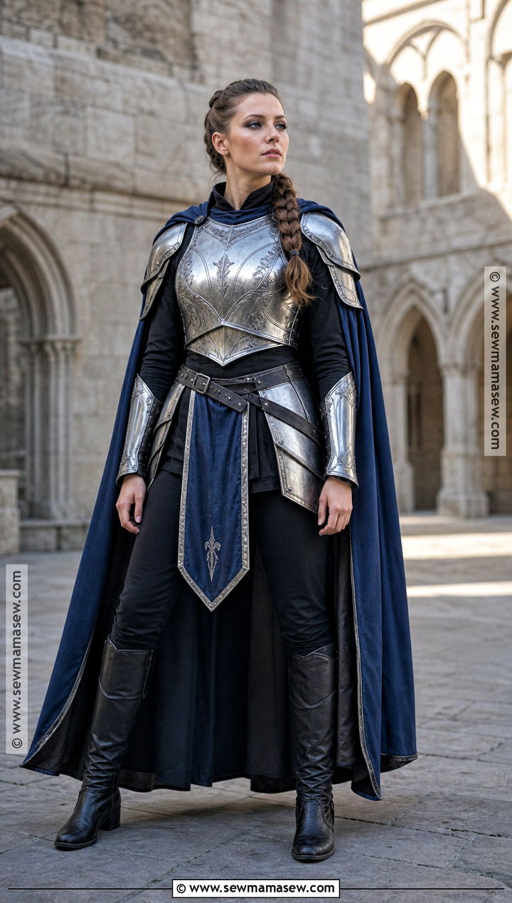 Medieval Woman Knight Costume With Silver Armor - 30 Medieval Costume Ideas for Women
