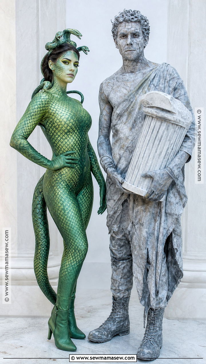 Medusa And Stone Figure Couple Costume - 30 heidi klum halloween costumes