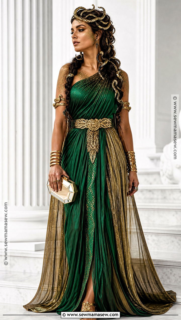 Medusa Costume With Gold Dress - 30 slay halloween costumes
